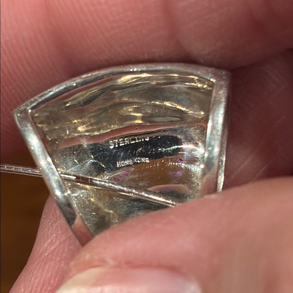 Sterling Silver Stone inlay Slide Pendant on 925 wire choker Necklace. - Picture 7 of 9